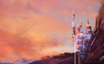 16:10 2011 canterlot castle cloud cosmicunicorn detailed_background friendship_is_magic hasbro hi_res mountain my_little_pony outside scenery scenery_porn sky sunset wallpaper water waterfall widescreen zero_pictured