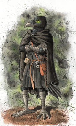 abstract_background anthro bag beak belt belt_pouch black_body black_feathers brooch cloak clothed clothing crossed_arms feathers feet fingers looking_forward male rictal_bristles scuted_arms scuted_feet scuted_hands scuted_legs scutes shadow shoulder_bag solo standing straps tabard tail tail_feathers toes yellow_eyes 0laffson shalak avian bird corvid corvus_(genus) crow oscine passerine 2022 hi_res painting_(artwork) signature traditional_media_(artwork) traditional_painting_(artwork) traditional_watercolor_(artwork) watercolor_(artwork)