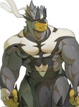 abs anthro areola barazoku biceps big_bulge big_muscles bottomwear bulge claws clothed clothing deltoids detailed_bulge fur genital_outline huge_muscles loincloth male muscular muscular_anthro muscular_male nipples pecs penis_outline simple_background solo standing thick_arms tuft vein white_background mouact2 nintendo pokemon generation_8_pokemon legendary_pokemon pokemon_(species) urshifu 2025 digital_media_(artwork) hi_res