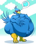 3_toes 5_fingers anthro balloon beak belly belly_tuft big_belly big_butt blue_balloon blue_belly blue_body blue_feathers blue_tail blue_tail_feathers butt claws cloud feathers feet fingers green_eyes hand_on_belly huge_belly huge_butt huge_hips huge_thighs hyper hyper_belly inflatable looking_at_viewer male morbidly_obese morbidly_obese_anthro morbidly_obese_male motion_lines muscular muscular_anthro muscular_male narrowed_eyes navel nude obese obese_anthro obese_male outie_navel overweight overweight_anthro overweight_male pecs shadow simple_background solo speech_bubble standing tail thick_thighs toe_claws toes tuft wide_hips x_navel yellow_beak yellow_feet eggo21 nintendo star_fox falco_lombardi avian bird 2019 digital_media_(artwork) hi_res shaded