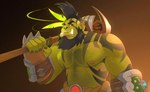 abs areola armor axe beard biceps black_hair body_hair broken_tusk chest_hair clothed clothing ear_piercing ear_ring facial_hair facial_piercing facial_scar gauntlets gloves green_body hair handwear humanoid_pointy_ears male male_humanoid mohawk muscular muscular_humanoid muscular_male nipples nose_piercing nose_ring pecs piercing pointy_ears red_eyes ring_piercing scar solo tattoo topless topless_humanoid topless_male tusks venkpng blizzard_entertainment warcraft humanoid orc