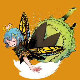 antennae_(anatomy) blue_hair clothing dress female green_clothing green_dress hair insect_wings leaf leaf_on_head lepidopteran_wings one_eye_closed open_mouth orange_background orange_eyes short_hair simple_background solo spread_arms wings nyong_nyong touhou eternity_larva animal_humanoid arthropod arthropod_humanoid butterfly butterfly_humanoid humanoid insect insect_humanoid lepidopteran lepidopteran_humanoid swallowtail_butterfly 1:1 hi_res