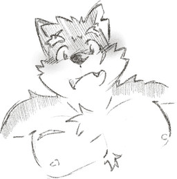 anthro chest_tuft clothed clothing facial_scar male male_anthro scar solo topless topless_anthro topless_male tuft miloslegacy lifewonders tokyo_afterschool_summoners moritaka_(tas) canid canine canis domestic_dog mammal shiba_inu spitz guide_lines sketch