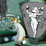 ambiguous_gender anthro baby bare_breasts chained_up cloning duo female machine mad_scientist wire young seraph bovid canid canine caprine fox mammal sheep low_res