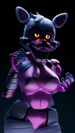 anthro barely_visible_genitalia barely_visible_vulva big_breasts black_background bow_tie breasts crossgender dark female genitals glistening glistening_body glowing glowing_eyes machine mtf_crossgender nipples open_mouth sharp_teeth simple_background solo tail teeth thick_thighs vulva wide_hips yellow_eyes atherenders spacebaron_(modeler) five_nights_at_freddy's scottgames sister_location funtime_foxy_(fnaf) animatronic canid canine fox mammal robot robot_anthro 2025 3d_(artwork) 9:16 digital_media_(artwork) hi_res