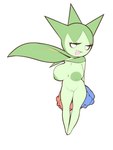 2018 3:4 areola big_breasts breasts female flower_(anatomy) generation_3_pokemon genitals green_areola green_body green_nipples hi_res humanoid looking_at_viewer nintendo nipples nude open_mouth plantpenetrator pokemon pokemon_(species) pussy roselia short_stack solo white_eyes