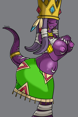 accessory armlet bandage belly big_breasts bottomwear bracelet breasts clothed clothing crown dreadlocks ear_piercing ear_ring female furgonomics fusion grey_hair hair headgear jewelry lipstick magic makeup navel necklace nipples non-mammal_nipples not_furry piercing purple_body purple_skin ring ring_piercing simple_background skirt smile solo tail tail_accessory tail_jewelry tail_ring tail_through_skirt tattoo tribal wide_hipped_female wide_hips canastus mario_bros nintendo paper_mario sega sonic_adventure sonic_the_hedgehog_(series) shadow_queen tikal_the_echidna demon echidna ghost humanoid mammal monotreme shadow_siren spirit 2:3 alternate_version_at_source crossover hi_res signature