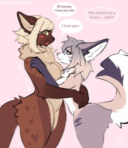 blush breasts butt dialogue duo eyelashes featureless_breasts female female/female i_love_you looking_at_another looking_away medium_hair open_mouth side_view simple_background size_difference snout speech_bubble tail text eloya_art domestic_cat felid feline felis mammal colored colored_sketch digital_drawing_(artwork) digital_media_(artwork) english_text flat_colors hi_res sketch