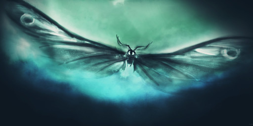 antennae_(anatomy) empty_eyes feelers female feral flying green_sky insect_wings lepidopteran_wings sky solo spread_wings wings louceph mothra_(series) toho mothra arthropod insect lepidopteran moth 2019 cool_colors hi_res