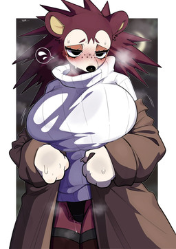 anthro aroused barely_visible_underwear big_breasts blush blush_lines bodily_fluids breasts brown_body brown_fur brown_hair clothing crotch_lines dripping_wet female female_anthro flashing_panties freckled_face freckles front_view fur genital_fluids hair half-closed_eyes huge_breasts kemono legwear looking_at_viewer narrowed_eyes panties panty_peek panty_shot partially_visible_underwear pose presenting presenting_panties presenting_underwear pube_peek pubes red_body red_fur solo standing stockings sweat sweatdrop sweater sweaty_hands thick_thighs thong topwear turtleneck underwear vaginal_fluids sirn_0121 animal_crossing nintendo sable_able eulipotyphlan hedgehog mammal colored detailed digital_drawing_(artwork) digital_media_(artwork) hi_res shaded signature