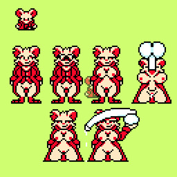 anthro breasts clothing deep_throat duo female genitals jacket kneeling male male/female oral oral_penetration penetration topwear vulva chaoskres mina_the_hollower yacht_club_games mammal mouse murid murine rat rodent 1:1 digital_media_(artwork) pixel_(artwork) tagme