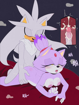 anthro areola biped bodily_fluids breasts butt cum cum_in_uterus cum_inside eyelashes female female_penetrated genital_fluids genitals grey_body internal male male/female male_penetrating multicolored_body nipples penetration penis pupils purple_body sex thick_thighs uterus white_body apinkgrape sega sonic_the_hedgehog_(series) blaze_the_cat silver_the_hedgehog domestic_cat eulipotyphlan felid feline felis hedgehog mammal hi_res