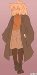 anthro boots bottomwear clothing eyewear female footwear glasses hair jacket legwear ponytail shoes skirt solo stockings sweater topwear catjam_(artist) karina_(catjam) canid canine mammal aliasing digital_media_(artwork) hi_res