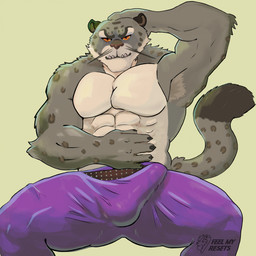 abs anthro aroused aroused_face aroused_male aroused_smile bedroom_eyes belly_rub belt biceps big_bulge big_muscles big_pecs big_penis bottomwear brown_belt bulge bulge_focus clothing cocky cocky_grin crouching detailed_bulge erection erection_under_bottomwear erection_under_clothing erection_under_pants fangs fur genital_outline genitals grey_body grey_fur hand_behind_head hand_behind_own_head hand_on_belly hand_on_head intimidation looking_at_viewer male manly markings muscular muscular_anthro muscular_male narrowed_eyes orange_eyes outline pants pecs penis penis_outline presenting presenting_bulge purple_bottomwear purple_clothing purple_pants rubbing_head seducing_viewer seductive smile smiling_at_viewer smirk smirking_at_viewer solo spots spotted_body spotted_fur spotted_markings spotted_tail spread_legs spreading tail tail_markings teeth tenting thick_arms thick_thighs tight_bottomwear tight_clothing tight_pants touching_abs touching_stomach tough_guy whiskers yellow_eyes feelmyresets dreamworks kung_fu_panda tai_lung_(kung_fu_panda) felid mammal pantherine snow_leopard 1:1 hi_res