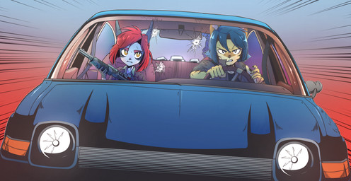 action_scene anthro being_chased blue_hair bruised bullet_hole car clothed clothing countershade_hands countershading driving duo facial_scar female fur grey_body grey_fur gun hair holding_gun holding_object holding_ranged_weapon holding_shotgun holding_weapon inside_car inside_vehicle male pupils pursuit ranged_weapon red_hair reloading scar shell_(projectile) short_hair shotgun shotgun_shell spas-12 speed_lines stripes vehicle weapon white_body white_fur white_pupils kosatich amc_pacer american_motors_corporation fabbrica_d'armi_pietro_beretta franchi_s.p.a. elisa_(kosatich) felid feline lagomorph leporid mammal pantherine rabbit tiger 2023 absurd_res digital_media_(artwork) hi_res