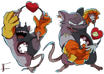 anthro chibi clothing dancing digitigrade duo gloves handwear heart_symbol male stitch_(sewing) swinging mad_rat_dead nippon_ichi_software heart_(mad_rat_dead) mad_rat_(mad_rat_dead) mammal murid murine rat rodent hi_res