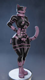3d_(artwork) 4k 9:16 animated ankle_cuffs anthro bdsm bondage bound breasts bulge butt cat_tail chastity_device claws claws_out clothing collar corset cuff_(restraint) d-ring digital_media_(artwork) domestic_cat drone evilbanana feet felid feline felis genitals handles_on_hips handles_on_tail heart_symbol herm hi_res humanoid intersex latex latex_clothing lingerie lips lock mammal markings meryl nipples paws restraints solo strapon strapon_over_chastity striped_markings stripes tail tail_cuff toes topwear toymaw toysuit webm