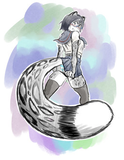 anthro big_tail black_clothing black_legwear black_thigh_highs blue_clothing blue_panties blue_underwear blush bottomwear clothed clothing embarrassed eyewear female glasses huge_tail legwear looking_back miniskirt panties panty_shot pattern_bottomwear pattern_clothing pattern_panties pattern_underwear pulling_down_skirt rear_view school_uniform skirt solo squish standing striped_bottomwear striped_clothing striped_panties striped_underwear stripes tail tail_under_skirt thigh_highs thigh_squish underwear uniform wardrobe_malfunction wearing_glasses shio-bari odessa_weird felid mammal pantherine snow_leopard absurd_res hi_res