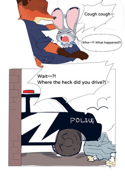 anthro anthro_on_anthro brown_body brown_fur car clothed clothing dialogue duo female fur genitals grey_body grey_fur interspecies male male/female multicolored_body multicolored_fur open_mouth orange_body orange_fur penis police police_uniform predator/prey sex speech_bubble tan_body tan_fur teeth text tongue topwear uniform vehicle butterfish8199 disney zootopia judy_hopps nick_wilde canid canine fox lagomorph leporid mammal rabbit absurd_res english_text hi_res