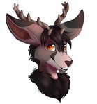 antlers eye_scar facial_scar fur grey_body grey_fur horn male orange_eyes scar solo taykoe ra'deer cervine deer mammal 2015 headshot_portrait icon portrait