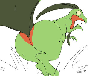ambiguous_gender anthro big_butt bubble_butt butt butt_focus green_body huge_butt leaf leaf_hair leaf_tail looking_back multicolored_body plant plant_hair pseudo_hair rear_view red_body semi-anthro solo tail two_tone_body crimenes nintendo pokemon generation_3_pokemon grovyle pokemon_(species)