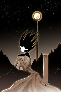 ambiguous_gender black_body black_eyes clothed clothing looking_back mask moon sitting sky solo staff star kuijinxi hollow_knight:_silksong hollow_knight_(franchise) team_cherry phantom_(hollow_knight:_silksong) animate_inanimate 2025 2:3 absurd_res hi_res female_(lore)