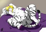 anthro balls erection femboy foreskin genitals leucistic looking_at_viewer male nipples overweight overweight_anthro overweight_male paws penis solo deathlyfurry nyla_(whitekitteh) felid mammal pantherine tiger absurd_res hi_res