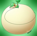 air_inflation ambiguous_gender belly belly_expansion belly_inflation big_belly blush expansion eyes_closed green_background green_body green_hose green_tail heart_symbol hose hose_in_mouth hose_inflation huge_belly hyper hyper_belly hyper_inflation immobile inflated_belly inflation inflation_fetish lying on_front onomatopoeia simple_background solo sound_effects squeaking tail tan_body text poipole98 nintendo pokemon generation_5_pokemon pokemon_(species) snivy 2023 colored digital_media_(artwork) hi_res shaded