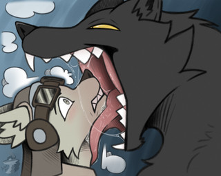 bodily_fluids duo fangs head_in_mouth imminent_vore licking oral_vore saliva saliva_on_face saliva_on_tongue saliva_string size_difference steam steamy_breath teeth tongue tongue_on_face tongue_out toothy_grin vore wide_eyed wide_mouth arkailart capcom monster_hunter fanged_wyvern monster wulg 5:4 absurd_res hi_res