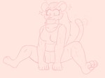 anthro clothing female fish_in_mouth sitting solo sparkles swimwear tail tail_motion wet x_eyes drfoxweyman super_lesbian_animal_rpg jodie_caldwell felid mammal pantherine tiger 2024 absurd_res hi_res sketch