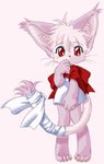 4_toes 5_fingers anthro barefoot biped clothed clothing daww feet female fingers front_view fur hair inner_ear_fluff kemono pink_body pink_fur pink_hair ribbons short_hair simple_background solo standing tail tail_wraps toes tuft white_background wraps young ikuta_takanon tail_tale yaminabe_aries run_turn domestic_cat felid feline felis mammal low_res