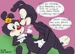 anthro anthro_on_anthro bed blush dialogue duo female flat_chested furniture genitals male male/female pussy pussy_rubbing simple_background text 8horns animaniacs warner_brothers dot_warner yakko_warner inkblot mammal comic english_text brother_(lore) brother_and_sister_(lore) incest_(lore) sibling_(lore) sister_(lore)