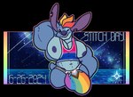 anthro anthrofied areola big_bulge big_ears big_pecs bisexual_pride_colors blue_body blue_nose bottomwear bulge clothing grin grinning_at_viewer hair hand_behind_head huge_bulge lgbt_pride logo looking_at_viewer male meteor_shower multicolored_hair muscular muscular_anthro muscular_male navel notched_ear one_eye_closed outline pecs pride_color_bottomwear pride_color_clothing pride_color_tank_top pride_color_topwear pride_colors progress_pride_colors purple_areola purple_inner_ear shirt small_tail smile solo tail tank_top text topwear water wink winking_at_viewer kokoro-doll 6/26 disney lgbt_pride_month lilo_and_stitch stitch_(lilo_and_stitch) alien experiment_(lilo_and_stitch) 2024 alpha_channel artist_logo artist_name dated digital_drawing_(artwork) digital_media_(artwork) english_text flat_colors hi_res