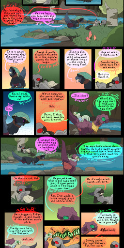day dialogue fantasy female feral fish_trap fishing male river text thepatchedragon dragonscape mythology hiker_(thepatchedragon) jat_(thepatchedragon) rara_(thepatchedragon) dinosaur dragon drekir mythological_creature mythological_scalie prehistoric_species reptile saurischian scalie theropod absurd_res comic english_text hi_res mother_(lore) mother_and_child_(lore) parent_(lore) parent_and_child_(lore)