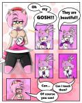 anthro big_eyes blush breasts clothed clothing dialogue duo female female/female fur gloves green_eyes hair handwear nipples pink_body pink_fur pink_hair purple_body purple_fur simple_background text toony undressing yellow_eyes sandunky sega sonic_the_hedgehog_(series) amy_rose blaze_the_cat domestic_cat eulipotyphlan felid feline felis hedgehog mammal 4:5 absurd_res comic english_text hi_res