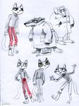 3_toes 4_fingers biped bottomwear clothing duo feet fingers open_mouth pants simple_background slightly_chubby sweater toes topwear natalia_grofpel beastly_crimes beastly_crimes_(2024) badgercat chief_badger badger domestic_cat felid feline felis mammal mustelid musteline concept_art hi_res official_art sketch