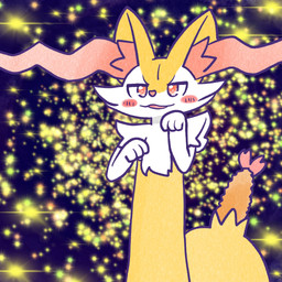 ambiguous_anthro ambiguous_gender anthro biped blush blush_stickers food front_view object_in_tail open_:3 open_mouth open_smile paw_pose pose shrimp_(food) simple_background smile solo sparkles standing tail annyui0611 nintendo pokemon braixen canid generation_6_pokemon mammal pokemon_(species) 1:1 2024 digital_drawing_(artwork) digital_media_(artwork) half-length_portrait hi_res japanese_description portrait translated_description