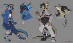 anthro bottomwear claws clothing digitigrade ear_growth footwear growth hoodie jewelry male medallion multi_ear necklace pants plantigrade shirt shoes simple_background tail thick_tail topwear torn_clothing transformation see-saw tofubread hirith mammal