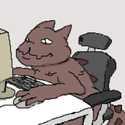 3_fingers ambiguous_gender anthro back_spikes big_tail brown_body chair computer computer_keyboard computer_mouse electronics fingers furniture gaming_chair looking_at_object office_chair on_chair pixelated pupils red_body red_scales scales simple_background sitting sitting_on_chair slit_pupils solo spikes spikes_(anatomy) tail white_background volume_(artist) mewgenics pyrophina_(mewgenics) felid feline kaiju mammal scalie 1:1 2026 digital_drawing_(artwork) digital_media_(artwork) low_res female_(lore)