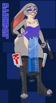 anthro boots bottomwear breasts claws clothed clothing colored_nails cybernetics eyeshadow female footwear genitals gun half-closed_eyes handgun high_heeled_boots high_heels holding_gun holding_object holding_ranged_weapon holding_weapon latex latex_clothing latex_legwear legwear lipstick loincloth machine makeup nails narrowed_eyes no_underwear pantsless purple_eyes pussy ranged_weapon red_lipstick shoes smile solo tail thigh_boots thigh_highs toe_claws translucent translucent_clothing weapon stardustspears disney marathon zootopia judy_hopps lagomorph leporid mammal rabbit hi_res