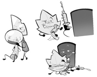 ambiguous_gender genitals group holding_syringe knife light_bulb male not_furry penis plant smile tapering_penis clockstops3am conditional_dnp battle_for_dream_island object_shows algebralian animate_inanimate dire_animate_inanimate elemental_creature flora_fauna greyscale hi_res monochrome