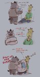 2021 anthro blush bottomwear brown_body clothing comic dialogue duo english_text eyes_closed futon giraffe giraffid hi_res kensuke_shibagaki_(odd_taxi) mammal odd_taxi pants satoshi_nagashima_(odd_taxi) saturn_ribbon shirt sitting sleeping slightly_chubby suid suina sus_(pig) text topwear wild_boar yellow_body