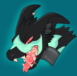 ambiguous_form bodily_fluids drooling ear_piercing forked_tongue fur inner_ear_fluff looking_at_viewer mouth_shot open_mouth open_smile piercing pupils saliva scales slit_pupils smile solo teeth tongue tuft rindeadsong zorgoia hi_res