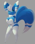 amphlow anthro big_breasts blue_body blue_fur blue_sclera bra breasts clothing female fur generation_6_pokemon hi_res legwear looking_away meowstic mismatched_sexual_dimorphism multi_tail multicolored_body multicolored_fur nintendo open_mouth panties pokemon pokemon_(species) solo standing stockings tail two_tone_body two_tone_fur underwear white_body white_fur