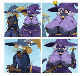 4_panel_comic anthro anthro_on_anthro arm_grab big_breasts bodily_fluids breast_grab breast_squish breasts clothed clothing duo female first_person_view four_frame_image four_row_layout gesture guided_breast_grab hair hand_gesture hand_on_another's_breast hand_on_breast hat headgear headwear helping huge_breasts legs_together looking_at_another looking_at_breasts looking_at_own_breasts looking_at_self looking_down looking_down_at_breasts male male/female male_pov multiple_angles purple_eyes question_mark shaking squish sweat sweatdrop three-quarter_view thumbs_up tight_clothing touching_breast touching_breasts trembling under_boob white_hair wide_hips witch_hat sssonic2 nemo_(simplifypm) pseftis_savra domestic_cat felid feline felis mammal 2025 comic digital_media_(artwork) hi_res