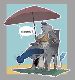 animal_genitalia animal_penis anthro balls beach big_balls big_breasts big_butt big_flare big_penis bikini bikini_top blue_ear_tips blue_ears blue_penis blue_tail_tip bodily_fluids breasts butt clothing dipstick_ears dipstick_tail ear_markings equine_genitalia equine_penis erection genitals gynomorph horn huge_balls hyper_long_penis intersex long_penis markings multicolored_ears penis solo sweat sweatdrop swimwear tail tail_markings thick_thighs two-piece_swimsuit vein veiny_penis wide_hips ragsty_towel riva_(rivetstheblue) demon felid hybrid mammal pantherine snow_leopard hi_res