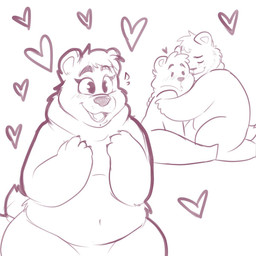 4_fingers anthro arms_bent bent_leg blush blush_lines cheek_tuft claws closed_frown dot_eyes duo eyebrows eyelashes eyes_closed facial_tuft featureless_feet feet female female_anthro finger_claws fingers frown frowning_at_viewer hair happy hearts_around_body hug hugging_another hugging_partner looking_at_viewer love male male/female male_anthro mouth_closed navel no_pupils nude nude_anthro nude_female nude_male open_mouth open_smile red_eyebrows red_eyelashes red_eyes red_line_art red_nose romantic romantic_couple short_hair simple_background simple_eyes sitting slightly_chubby slightly_chubby_anthro slightly_chubby_female smile standing straight_leg tail tail_motion tailwag teeth thick_thighs tuft whisker_spots white_background white_tail ractoons bear_(ractoons) bearty_(colty8) bear brown_bear mammal ursine 1:1 2021 colored_line_art digital_drawing_(artwork) digital_media_(artwork) english_description hi_res multiple_images