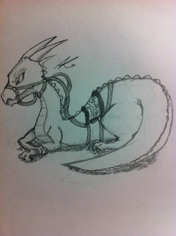 ambiguous_gender bridle claws feral horn mount saddle simple_background sitting solo tail white_background 9air mythology dragon mythological_creature mythological_scalie scalie 2012 absurd_res black_and_white graphite_(artwork) hi_res monochrome sketch traditional_media_(artwork)