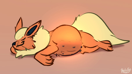 belly big_belly female female_feral feral fur glowing huge_belly multi_nipple nipples orange_body pregnant pregnant_female pregnant_feral quadruped simple_background sleeping solo tail conditional_dnp heliofox nintendo pokemon canid canine canis eeveelution flareon generation_1_pokemon mammal pokemon_(species) digital_media_(artwork) hi_res