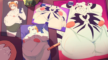 anthro arm_rolls belly belly_overhang belly_rolls big_belly big_butt big_moobs big_nipples blonde_hair blush blush_lines butt clothing deep_navel dessert double_chin doughnut electronics fat_arms fat_legs fat_rolls flabby_arms flabby_legs floppy_ears food fries fupa fur fur_markings furniture gesture hair hand_gesture hand_on_belly horn huge_belly huge_butt huge_moobs huge_nipples hyper hyper_belly leg_rolls looking_at_viewer male markings moobs morbidly_obese mostly_nude multiple_chins multiple_poses navel neck_rolls nipples nude obese obese_anthro obese_male open_mouth overweight overweight_anthro overweight_male pastry phone photo pose selfie smile smiling_at_viewer solo stretch_marks table thick_thighs underwear v_sign weight_difference weight_gain white_body white_fur white_hair wide_hips wrapper meowmymyamo undertale undertale_(series) asriel_dreemurr asriel_dreemurr_(god_form) bovid caprine goat mammal hi_res